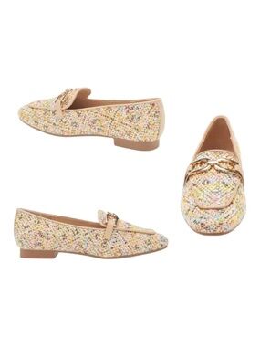 Tahari Women’s Multi-Color Tweed Buckle Detail Loafers